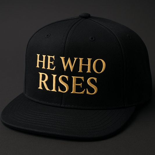 He Who Rises Signature Snapback Hat Black & Gold
